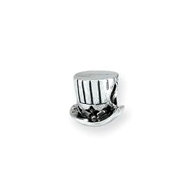 Patriotic Top Hat Charm in Sterling Silver for 3mm Reflections, Expression, Kera, Pandora and SilveRado Bracelets & Necklaces