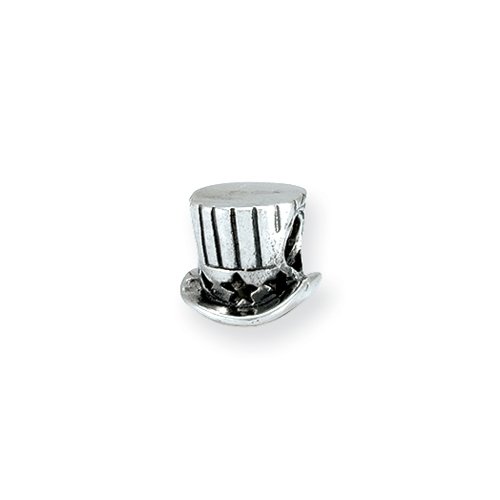 Patriotic Top Hat Charm in Sterling Silver for 3mm Reflections, Expression, Kera, Pandora and SilveRado Bracelets & Necklaces