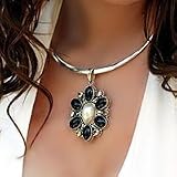 Pearl and onyx choker, 'Bajang Flower'