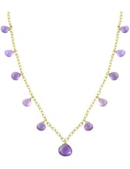 14 Karat Yellow Gold Amethyst Drop Necklace (16 inch)