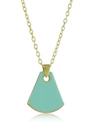 Dean Davidson "CLEO" Gold with Teal Enamel Fan Pendant Necklace