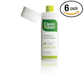 Cleanwell All-Natural Hand Sanitizer Original Scent, Pocket Size, 1-Ounce Spray Bottles (Pack of 6)