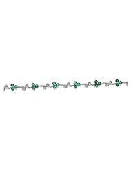 4.08CTW 14K White Gold Genuine Emerald and Diamond Bracelet 7"