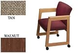 Flared Arm Chair Walnut Tan With Casters. Package of 2