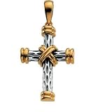 14K Two-Tone Gold Cross Pendant - 29.25x21.50mm