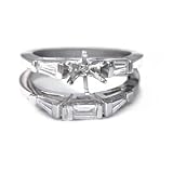 .67CT Baguette Diamond Hand Engraved Platinum Bridal Set