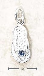 Sterling Silver December CZ Birthstone Flip Flop Charm - JewelryWeb