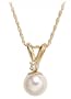 Freshwater Cultured Pearl 6.0-6.5mm Pendant w/ Diamond (.03ctw) on 14k Yellow Gold Chain, 18"