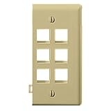 Leviton 40816-BI Sectional Wall Plate, 6-Port QuickPort End Section, Ivory