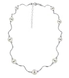 White Faux Pearl Sterling Silver Beads Wavy 16 18 20 22 24 Necklace with Lobster Clasp