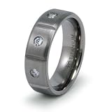 7mm Titanium Ring with CZ (Sizes 8-12)