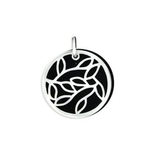 .925 Silver and Black Onyx Leaf Pendant by