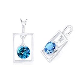 Round Cut London Blue Topaz Pendant Sterling Silver by Peora