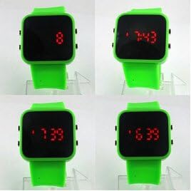 Happy Buy Star® Green Luxury Sport Style LED Digital Watch Mirror Surface Silicone for Lady Men