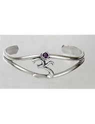 Sterling Silver Ohm Cuff Bracelet Accented with Genuine Amethyst
