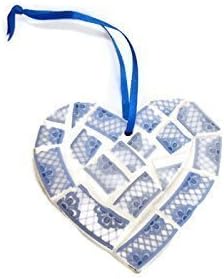 China Hanging Heart - Blue Broken China Mosaic Hanging Heart