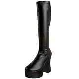Pleaser Women's Slick-100 Platform  Boot,Black Stretch PU,8 M US