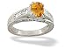 14K White Gold Genuine Oval Citrine and Diamond Antique Style Ring