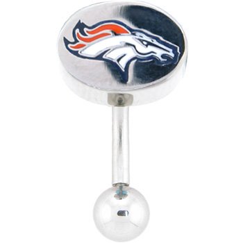 NFL Logo TOP Mount CURVED Belly Ring - Denver Broncos