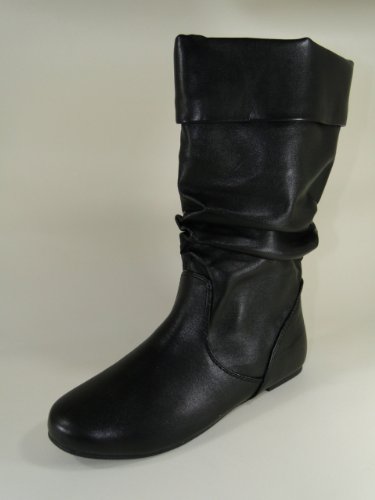 New Black Slouchy Mid-Calf Boots #F17