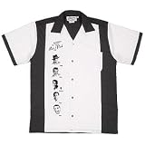 Rat Pack Bowling Shirt White & Black Retro Bowler