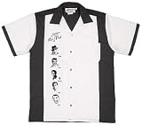 Rat Pack Bowling Shirt White & Black Retro Bowler