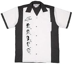 Rat Pack Bowling Shirt White & Black Retro Bowler