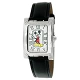 Disney Square Mickey Mouse Black Leather Strap Watch - Mickey Watch(Lady / Children size)