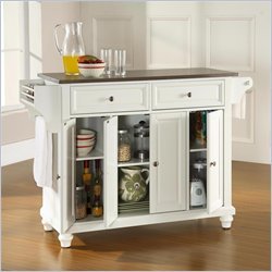 Crosley Furniture Cambridge Stainless Steel Top Kitchen Island, White