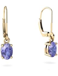 Genuine Tanzanite 14kt Yellow Gold Lever Back Earrings