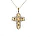 1.38cttw Genuine Golden Yellow Citrine Cross with Diamond Accents and 10K Yellow Gold Pendant with Chain Necklace Gift Boxed