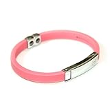 Women's Hot Pink Titanium Sports Silicon Bracelet Tourmaline with Fully Adjustable Custom Fit Silicon Band. Silicone Bracelet for Women