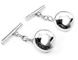 Classic Sterling Silver Round Disc Chain and Bar Cufflinks - B00023K1YU
