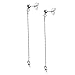 2 pcs 925 Sterling Silver 3mm Ball Chain Drop Earring With Pearl Cup Dangle Connector