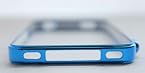 Cross Line Bumper Case Metal Aluminum Frame w/Touch Pen - iPhone 4 4G 4S - Blue color