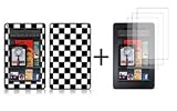 Bluecell 124 Racing Flag pattern Skin Decal + 3 Pcs LCD Screen Protector for Kindle Fire + Free Bluecell Cable Tie