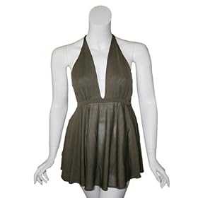 YA-YA Kate Silk Halter Top in Ivy