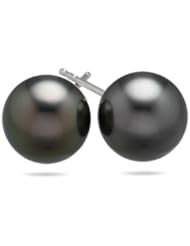 9.5-9.9 mm Tahitian Pearl Earrings in 18K White Gold