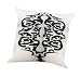 Zodax Arabesque 18-inch Square Embroidered Polyhem Throw Pillow, White with Black