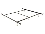 King Metal Bed Frame with Adjustable Glides with Headboard and Foot Board Attachments