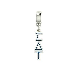 Sigma Delta Tau Lavaliere Drop Charm. Solid Sterling Silver with Enamel