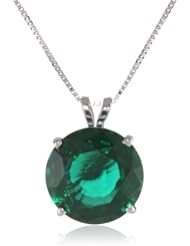 14k White Gold 10mm Round Gemstone Pendant Necklace (3.25 cttw), 18"