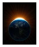 3D render of earth globe with sun rays Fantasy Photographic Poster Print by Michael Pettigrew, 16x20
