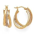 14K TWO TONE TRIPLE TUBE EARRINGS