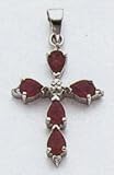 14kt White Gold Ruby w/ Diamond Accent Cross Pendant - XR165