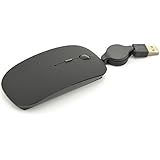 BestFire&reg; True Universal Soundless USB Wired Mouse with Retractable Cable Perfectly Suited for Desktop PC Lamptop Notebook (Black)