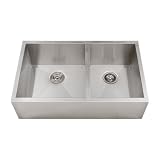 33 Inch Stainless Steel Narrow Flat Front Farmhouse Apron Kitchen Sink 60/40 Double Bowl