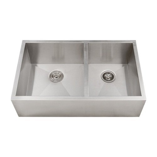 33 Inch Stainless Steel Narrow Flat Front Farmhouse Apron Kitchen Sink 60/40 Double Bowl