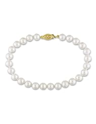 14k Yellow Gold 6.5-7 MM Akoya Cultured Pearl Strand, 7"