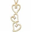 14K Yellow Gold Triple Heart Diamond Pendant